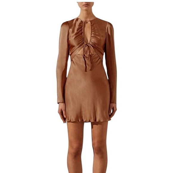 SHONA JOY FELICITY LONG SLEEVE CUT OUT FRONT MINI DRESS - Picture 1 of 8